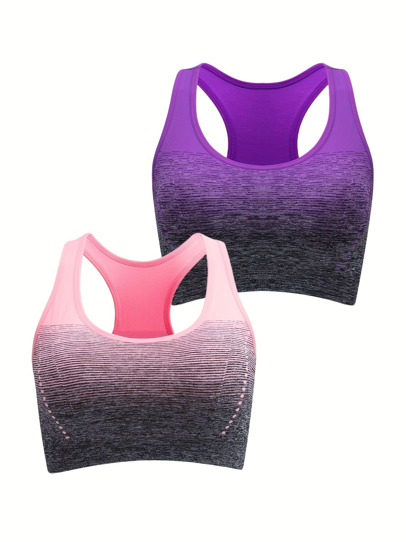 1pc/2pcs/3pcsMedium Support Two Tone Racer Back Sports Bra, Fitness Workout Running Yoga Bra New Era Fashion LLc