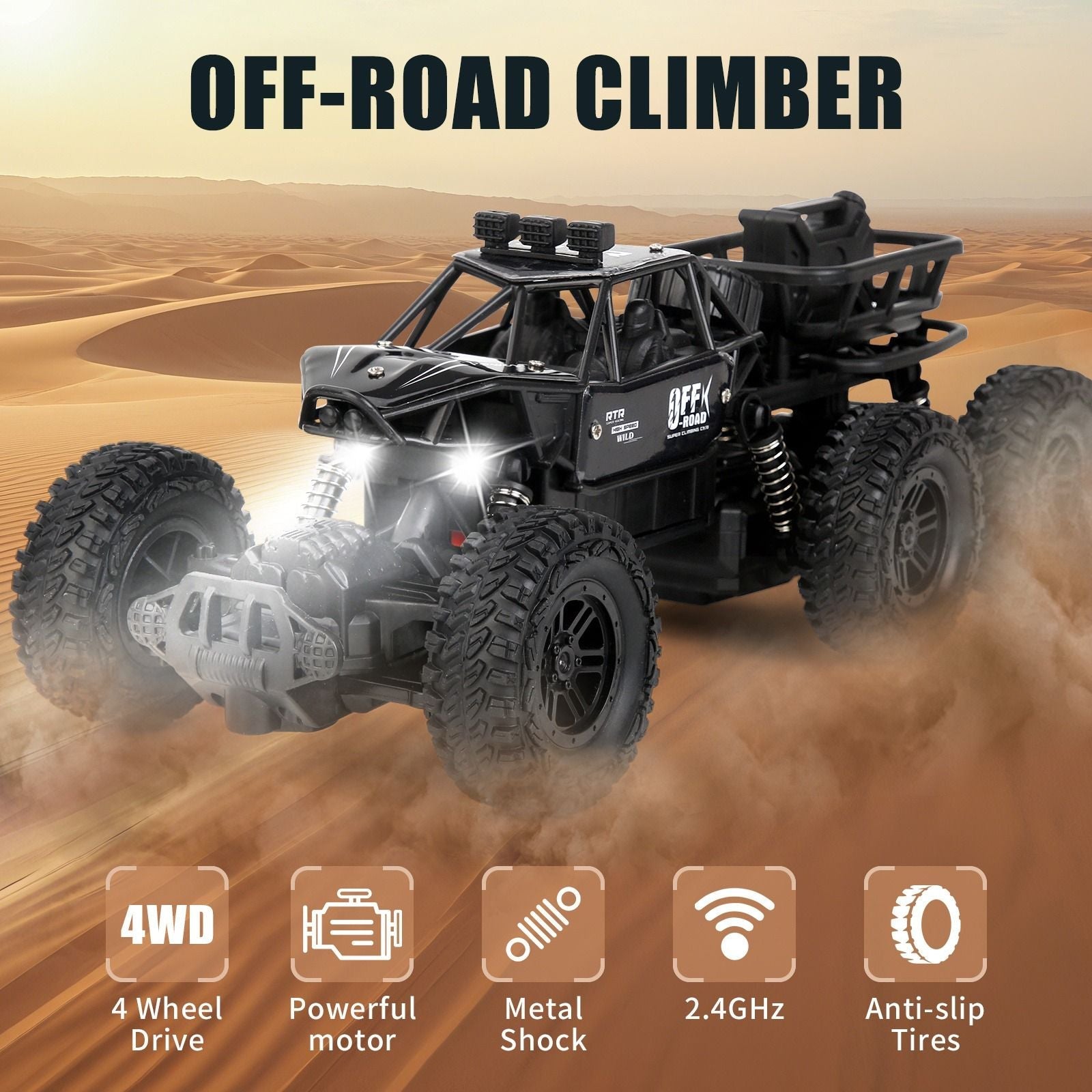 All-terrain Electric Toy Car, Alloy Car, 1:20 Scale Model Car, 2.4GHz R/ C Off-road Car, High-speed Car, with Headlights And Shock Absorption, Birthday Gifts for Kids Over 3 Years Old New Era Fashion LLc