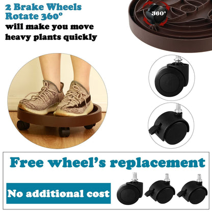 8 Pack Plant Caddy with Wheels Heavy Duty 12.2 Inch Plant Dolly with Locking Casters Rolling Plant Stand for Indoor Outdoor, Brown New Era Fashion LLc