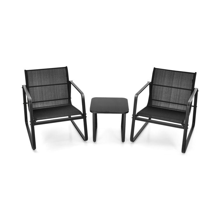 3 Pieces Patio Bistro Furniture Set with Glass Top Table Garden Deck New Era Fashion LLc