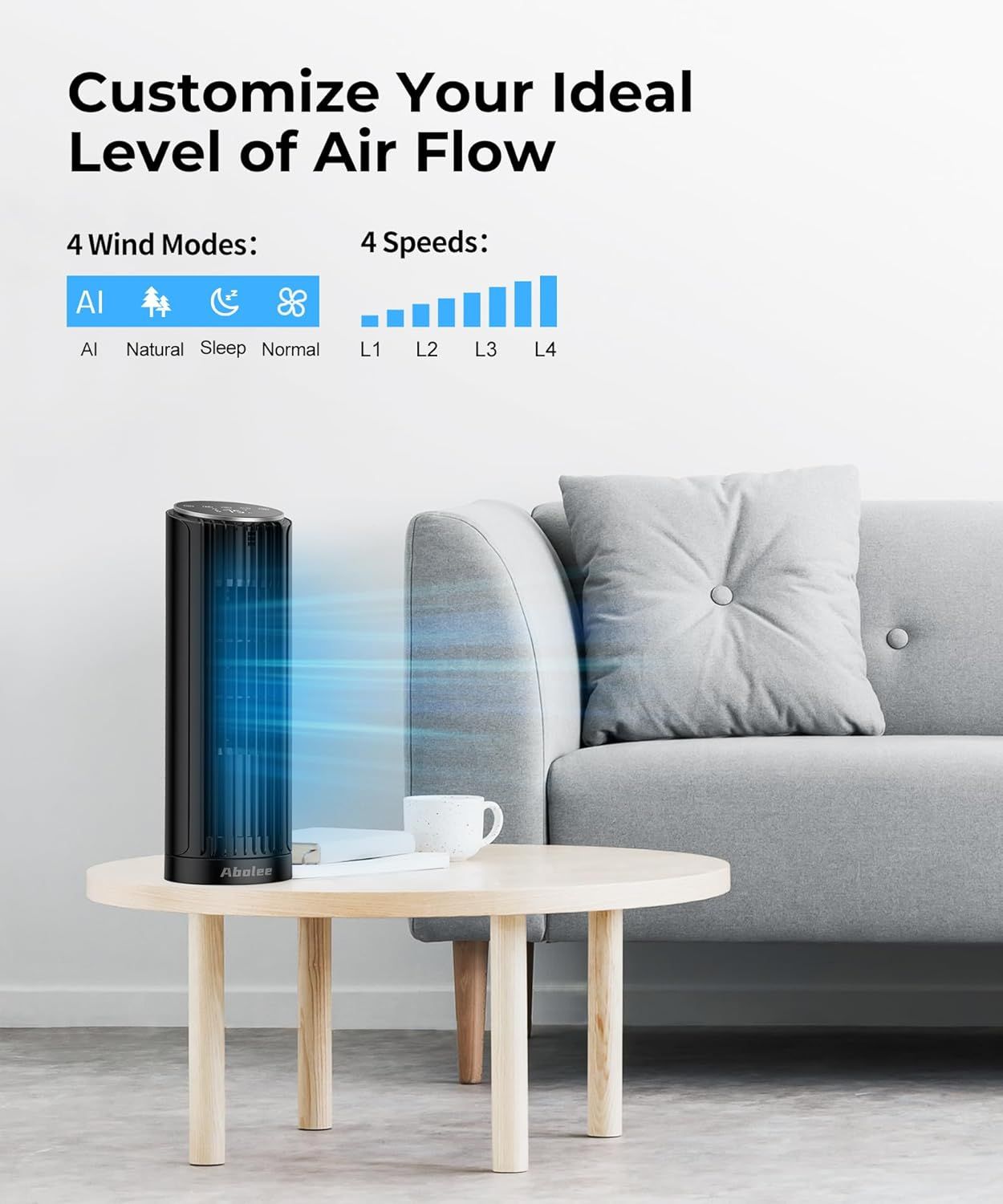 Tower Fan, 23ft/s Desk Fan with Remote, 70° Oscillating, Standing Table Fan with 4 Speeds, 4 Modes, 12Timer, 2026 New 13'' Bladeless Fan for Bedroom Office, Home New Era Fashion LLc