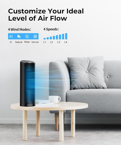 Tower Fan, 23ft/s Desk Fan with Remote, 70° Oscillating, Standing Table Fan with 4 Speeds, 4 Modes, 12Timer, 2026 New 13'' Bladeless Fan for Bedroom Office, Home New Era Fashion LLc