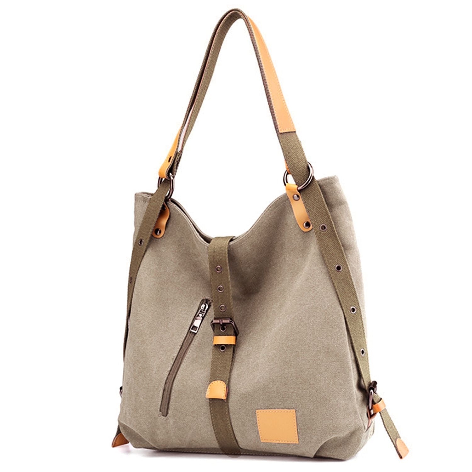Ladies Canvas Tote Bag Multifunctional Purse Handbag Adjustable Shoulder Rucksack Convertible Backpack Wear-Resistant Dirt-Proof For Women School Office Travel New Era Fashion LLc