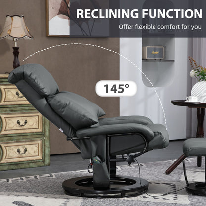 Faux Leather Swivel Massage Recliner with Ottoman, Remote, Side Pocket for Relaxation | Living Room Essentials New Era Fashion LLc