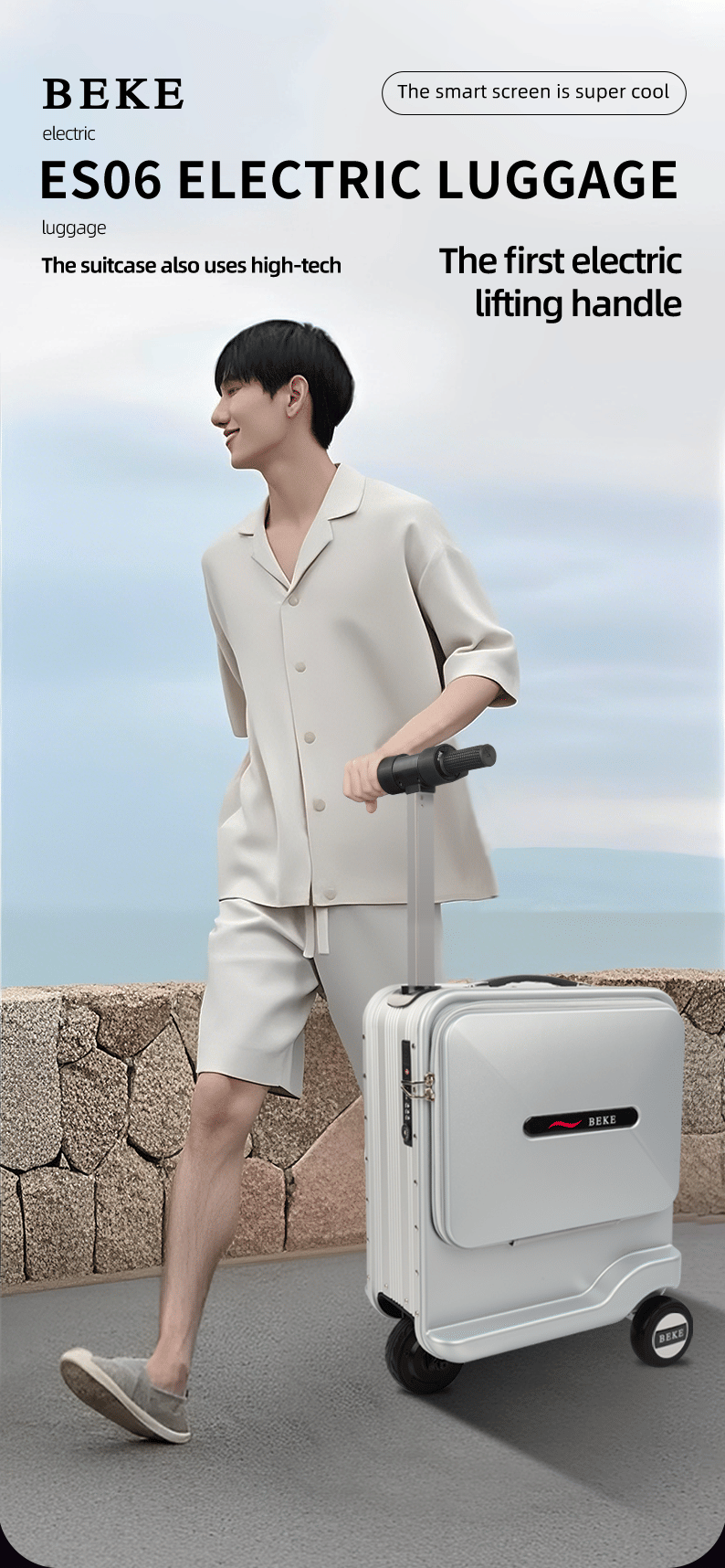 BEKE Smart Electric Luggage Rideable 20-inch With Electric Lifting Handles  App Control New Era Fashion LLc