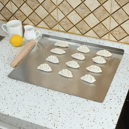 Stainless Steel Cutting Board with Lip for Kitchen Chopping Boards for Countertop Large Metal Cutting Board over Sink Suitable for Meat Fruits Vegetables Bread Noodle and Pizza Bamboo Knives New Era Fashion LLc
