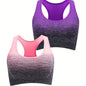 1pc/2pcs/3pcsMedium Support Two Tone Racer Back Sports Bra, Fitness Workout Running Yoga Bra New Era Fashion LLc