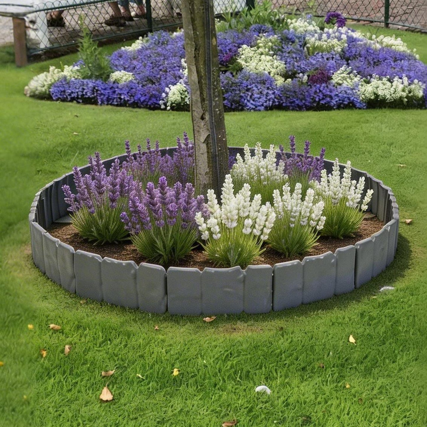 Flexible Cobblestone Landscape Edging, Weather Resistant PVC Garden Border Edging with Spikes & Shovel, Interlocking No Dig Lawn Edging for Yard Flower Bed Pathway New Era Fashion LLc