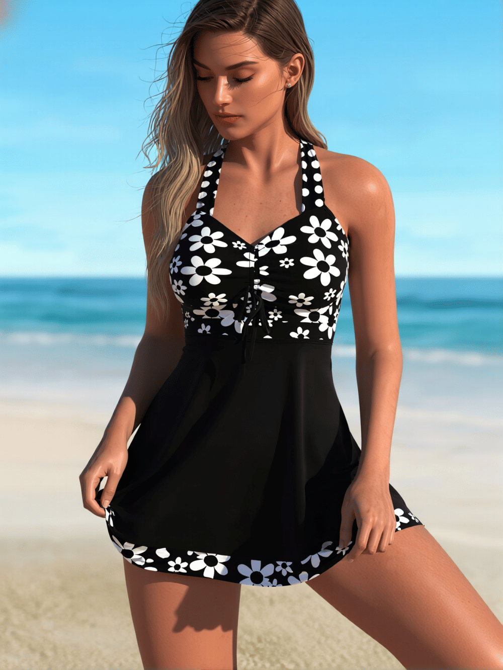 Plus Size Women's Printed Tankini, Two-Piece Vest Style Bikini with Boyshorts, European & American Cross-border Swimwear New Era Fashion LLc