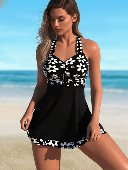 Plus Size Women's Printed Tankini, Two-Piece Vest Style Bikini with Boyshorts, European & American Cross-border Swimwear New Era Fashion LLc