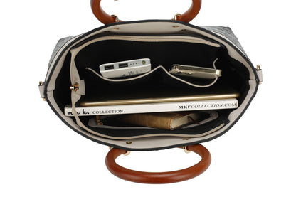 MKF Collection Phoebe Faux Crocodile Embossed Vegan Leather Women Tote with Wristlet Wallet Bag by Mia k New Era Fashion LLc