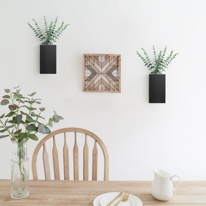2 Pack Wood Wall Planter Vase with Artificial Eucalyptus Farmhouse Wall Hanging Decor Pocket Planter for Indoor Fake Plants Greenery, Living Room Bedroom Kitchen Home Office Decoration, Black New Era Fashion LLc