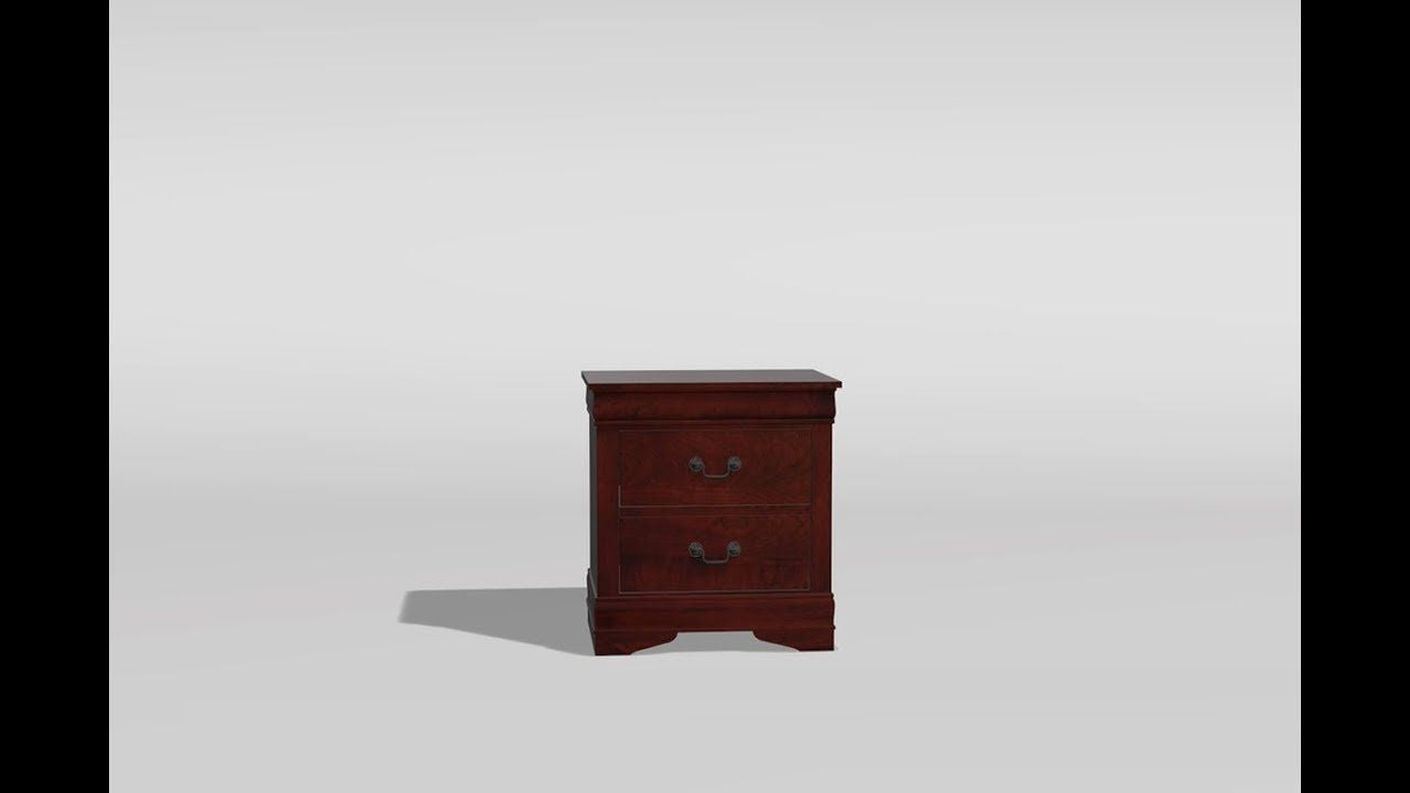 1pc Nightstand Cherry Finish Louis Philippe Solid wood English Dovetail Construction Antique Nickle Hanging Pulls New Era Fashion LLc
