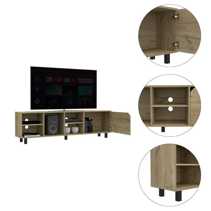 TV Stand for TV´s up 70" Estocolmo, Four Open Shelves, Light Oak Finish New Era Fashion LLc
