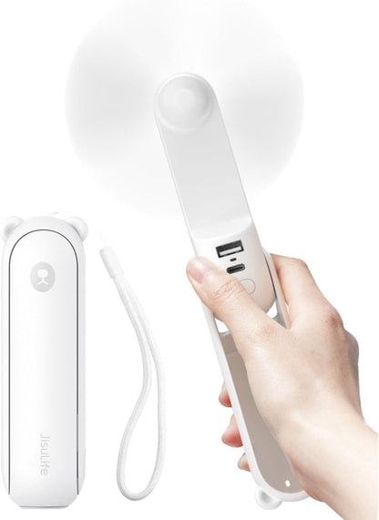 Handheld Fan with 4500 mAh Powerbank Max 37 Hours Runtime, Pocket Portable Battery Operated or USB Powered Folding Personal Fan, 3 Speeds, Gifts for Women Men Kids Gift for Festival New Era Fashion LLc