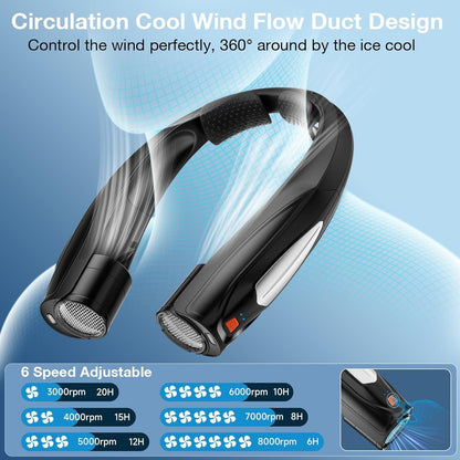 Neck Fan, 6 Speeds Adjustable Portable Personal Fan Rechargeable, Faster Cooling Wearable Fan, Ultra Quiet for Home, Office, Travel, Outdoor New Era Fashion LLc