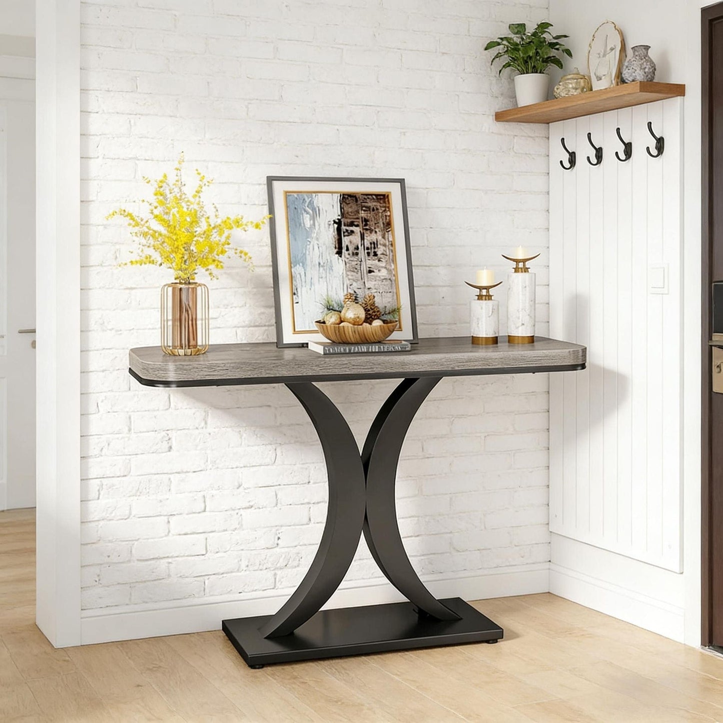 Compact Console Table,Modern Industrial Style Entryway Foyer Table,Sturdy Sofa Table New Era Fashion LLc