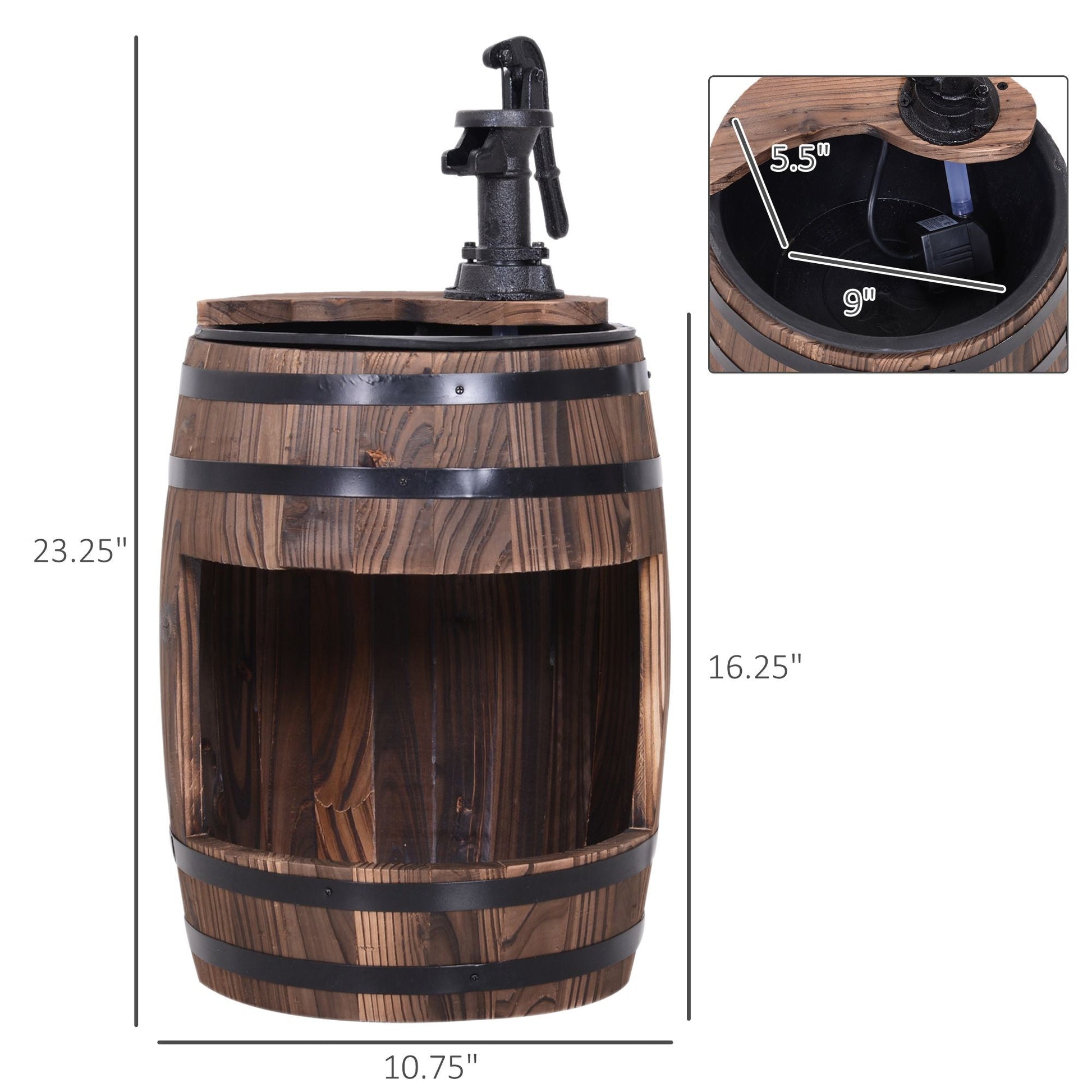2-Tier Wooden Water Pump Fountain with Flower Box Base Durable Design for Garden Decor New Era Fashion LLc