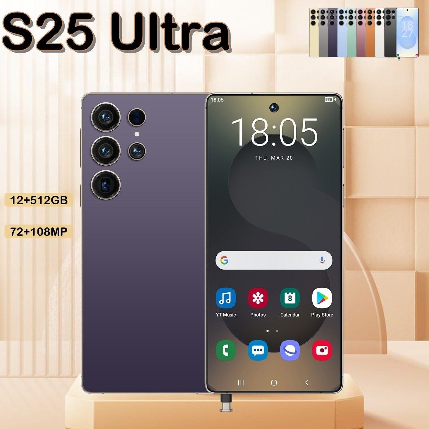I25 Ultra 5G Smartphone, Unlocked Cell Phone, 6.8" HD Screen Unlocked Phones,  , 6000mAh Battery, Built in Pen, 12+512GB, Android 14, Face ID+Fingerprint Lock New Era Fashion LLc