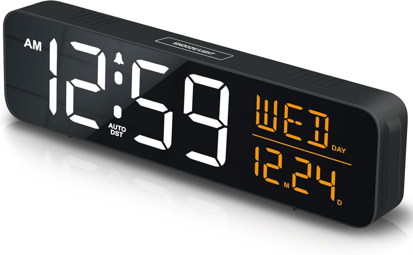 Large Display Digital Alarm Clock for Bedrooms, Date Day of Week Desk Table Clocks for Living Room Office, Dimmable 5 Dimmers Plug in Electric Clock, Auto DST New Era Fashion LLc