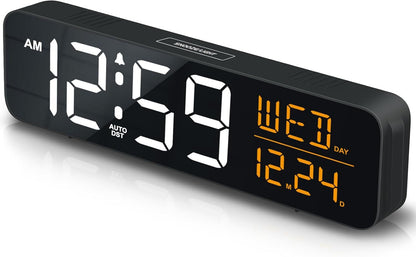 Large Display Digital Alarm Clock for Bedrooms, Date Day of Week Desk Table Clocks for Living Room Office, Dimmable 5 Dimmers Plug in Electric Clock, Auto DST New Era Fashion LLc