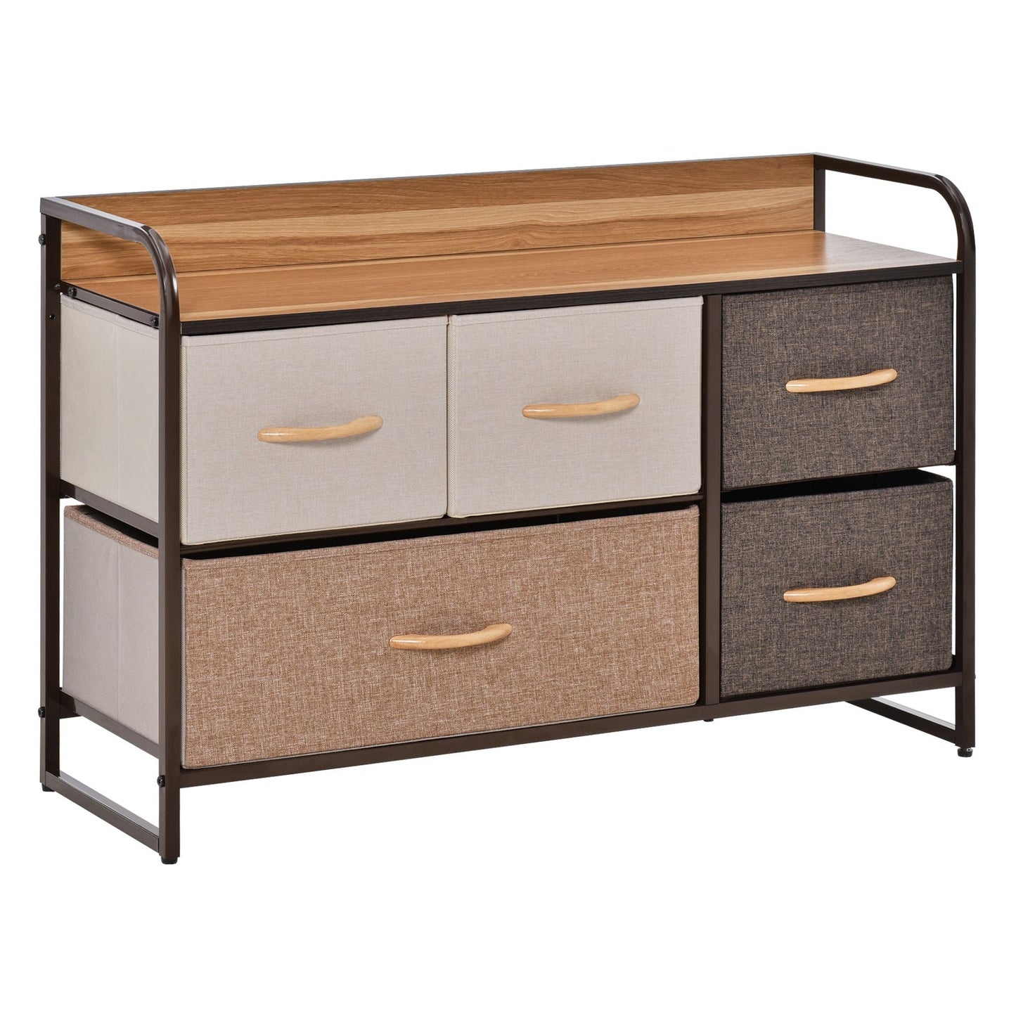 5-Bin Dresser Storage Tower Cabinet Organizer Unit, Chest Dresser Drawers with Metal Frame for Bedroom, Multicoloured New Era Fashion LLc