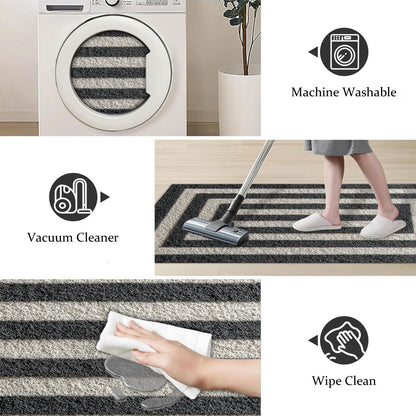 Three-piece kitchen rug set, non-slip and washable, abstract pattern kitchen hallway rug, soft and comfortable, suitable for sinks, floors, entrances, hallways and bathrooms. New Era Fashion LLc