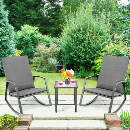 3 Pieces Patio Rattan Rocking Furniture Set New Era Fashion LLc