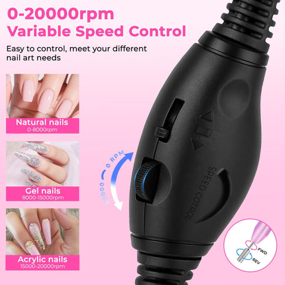 Portable Electric Nail Drill, Professional Nail File Kit for Acrylic, Gel Nails, Manicure Pedicure with Nail Drill Bits Sanding Bands Rose gold New Era Fashion LLc