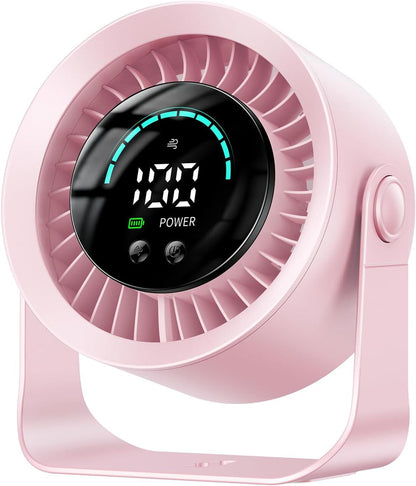 Rechargeable USB Desk Fan for Bedroom, 100 Speeds, 360° Rotation, Wall Mounted Design Small Portable Table Fan with LED Display, Quiet Personal Desktop Cooling Fans for Home Office New Era Fashion LLc