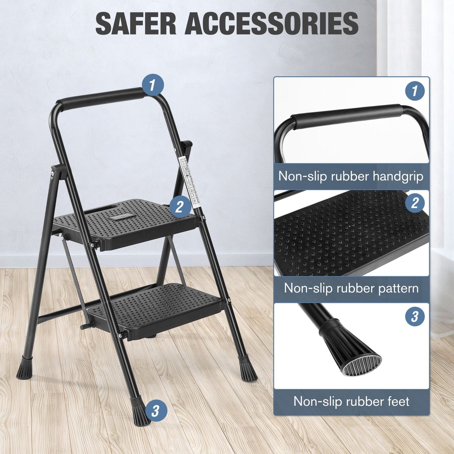 Household portable 3-layer step ladder, with safety buckle stable and safe New Era Fashion LLc