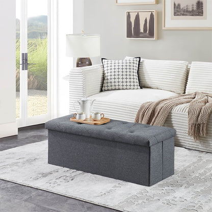 Folding Storage Ottoman Bench, Ottoman Foot Rest, End of Bed Bench, Storage Chest, for Living Room, Bedroom, Entryway, 43 Inches, Gray New Era Fashion LLc