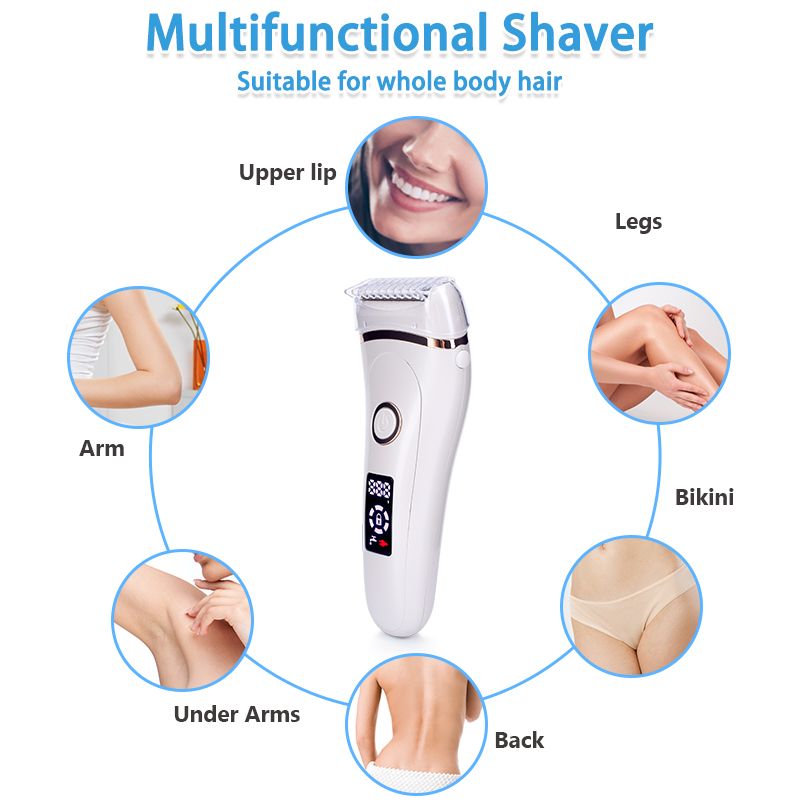 Electric Razor Painless Lady Shaver For Women Razor Shaver Hair Removal Trimmer For Legs Underarm Waterproof LCD USB Charging New Era Fashion LLc