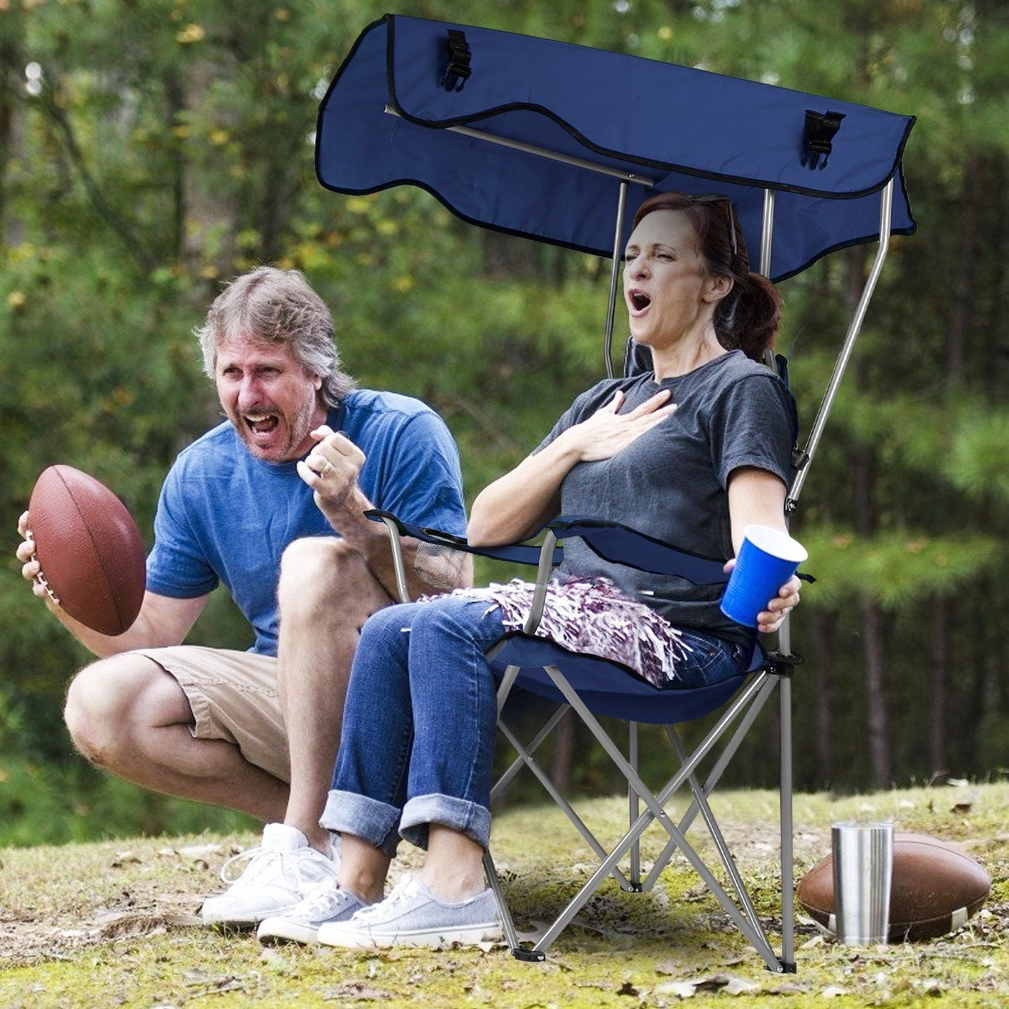 Foldable Beach Canopy Chair Sun Protection Camping Lawn Canopy Chair 330LBS Load Folding Seat New Era Fashion LLc