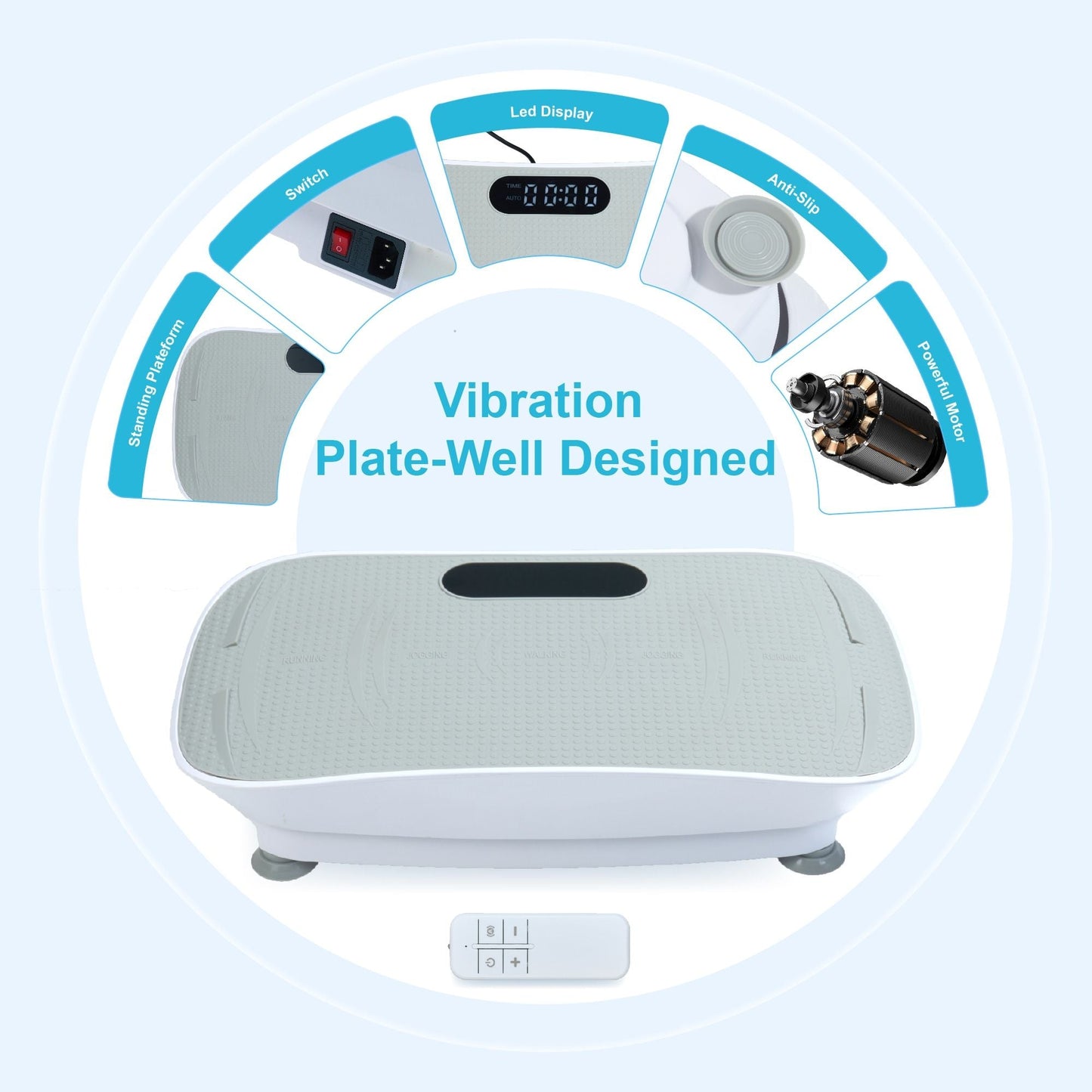 Silent Vibration Platform Crazy Fitness Massage 10-Frequency Weight Loss & Fat Burner Body Shaking Machine For Unisex Grey033 New Era Fashion LLc