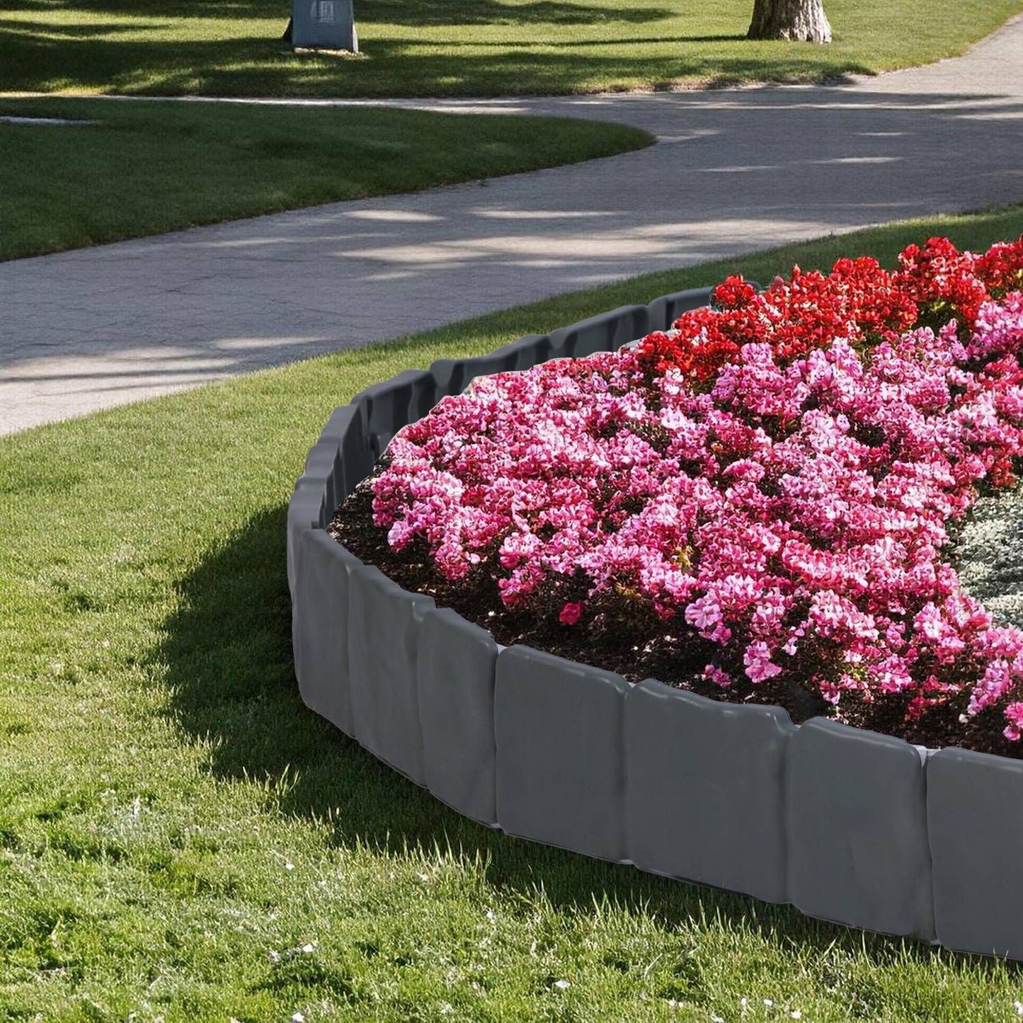 Flexible Cobblestone Landscape Edging, Weather Resistant PVC Garden Border Edging with Spikes & Shovel, Interlocking No Dig Lawn Edging for Yard Flower Bed Pathway New Era Fashion LLc