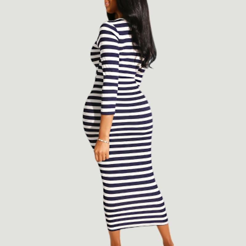 Sexy striped midi bodycon dress Women autumn winter female New Era Fashion LLc