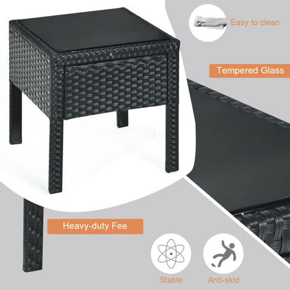 3 Pieces Outdoor Rattan Patio Conversation Set with Seat Cushions New Era Fashion LLc