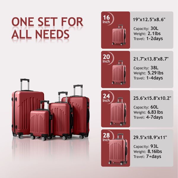 FCH Curved Vertical Stripe 4-in-1 Trolley Case - Retro Red New Era Fashion LLc