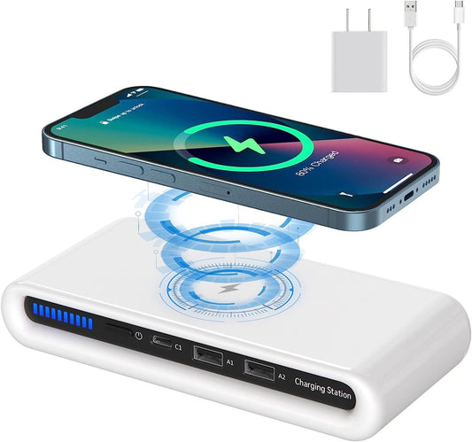 Wireless Charger 30W USB Wireless Charging Station for Multiple Device with USB C Ports Compatible for iPhone 14/13/12/Pro Max Google Pixel New Era Fashion LLc
