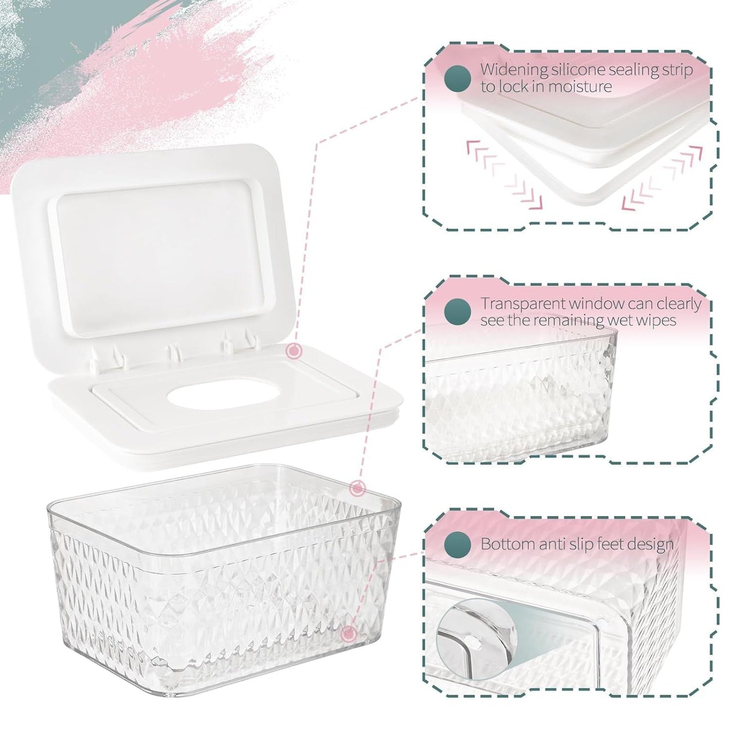 Wipes Dispenser, One-Handed Operation Wipe Holder for Baby & Adult, Seal-Designed Wipes Container for Bathroom Keep Diaper Wipes Fresh New Era Fashion LLc