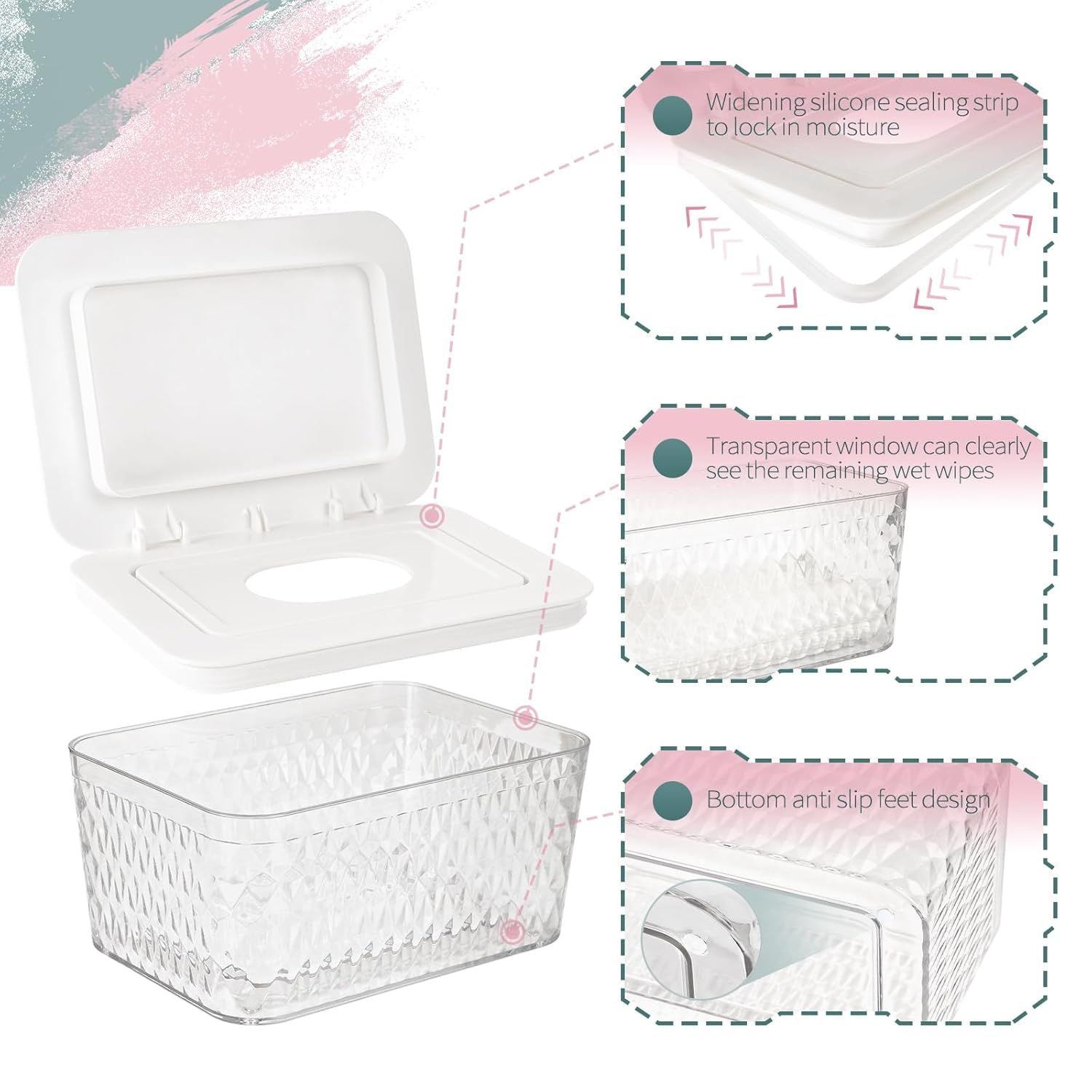 Wipes Dispenser, One-Handed Operation Wipe Holder for Baby & Adult, Seal-Designed Wipes Container for Bathroom Keep Diaper Wipes Fresh New Era Fashion LLc