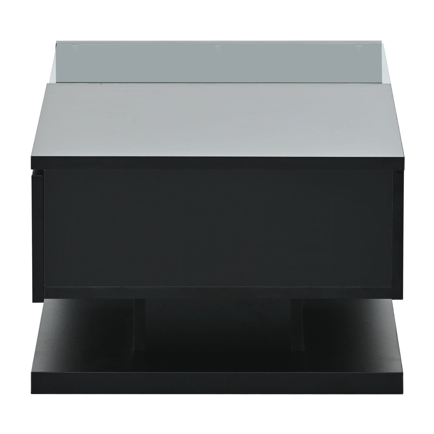 [VIDEO provided] ON-TREND Modern Coffee Table with Tempered Glass, Wooden Cocktail Table with High-gloss UV Surface, Modernist 2-Tier Rectangle Center Table for Living Room, Black New Era Fashion LLc