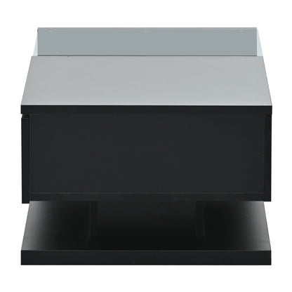 [VIDEO provided] ON-TREND Modern Coffee Table with Tempered Glass, Wooden Cocktail Table with High-gloss UV Surface, Modernist 2-Tier Rectangle Center Table for Living Room, Black New Era Fashion LLc