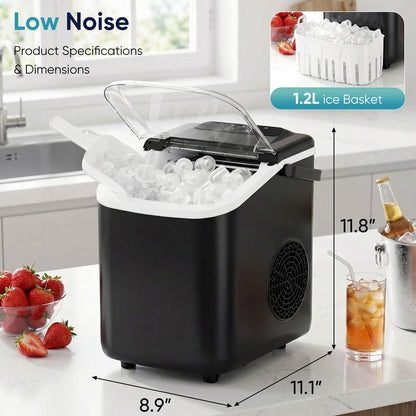 Desktop ice maker, with movable handle, can produce 9 ice balls in 6 to 8 minutes, equipped with a basket and a spoon New Era Fashion LLc