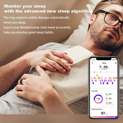 Smart Ring Health Tracker - Fitness Sleep Heart Rate Blood Oxygen Tracker Smart Ring For Men And Women,IP68 Waterproof Level Bluetooth Fitness Tracker Rings Family Care New Era Fashion LLc