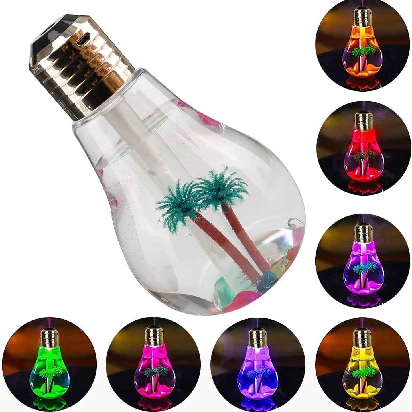 1pc 400ml Colorful Light Bulb Air Humidifier Essential Oil Diffuser Atomizer Freshener Mist Sprayer Car Home Silent Humidifier New Era Fashion LLc