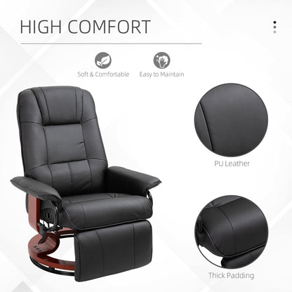 Living Room Relaxation: Black Faux Leather Swivel Recliner with Adjustable Footrest New Era Fashion LLc