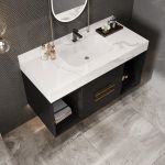 39.4" Bathroom Vanities with Ceramic Sink,Floating Bathroom Vanity,Wall Mounted Storage Cabinet with 2 Drawers and 2 Storage Spaces,Modern Bathroom Sink Cabinet with Metal Handles New Era Fashion LLc