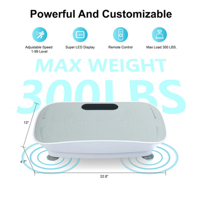 Silent Vibration Platform Crazy Fitness Massage 10-Frequency Weight Loss & Fat Burner Body Shaking Machine For Unisex Grey033 New Era Fashion LLc